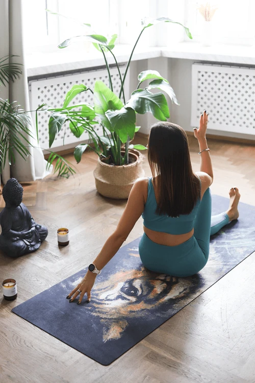 Podróżna | antypoślizgowa mata do jogi TIGER HEAD TRAVEL 1mm + torebka Mandala Yoga