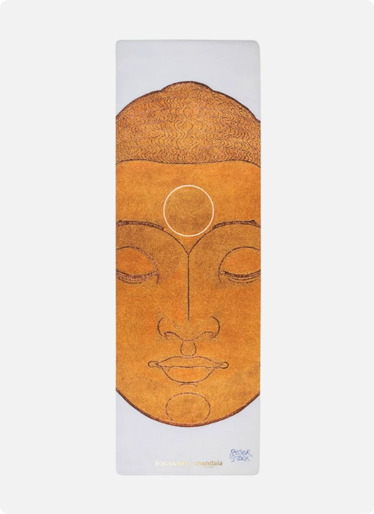 Mandala Yoga mata antypolizgowa mikrofibra Head of Buddha White  (6).png